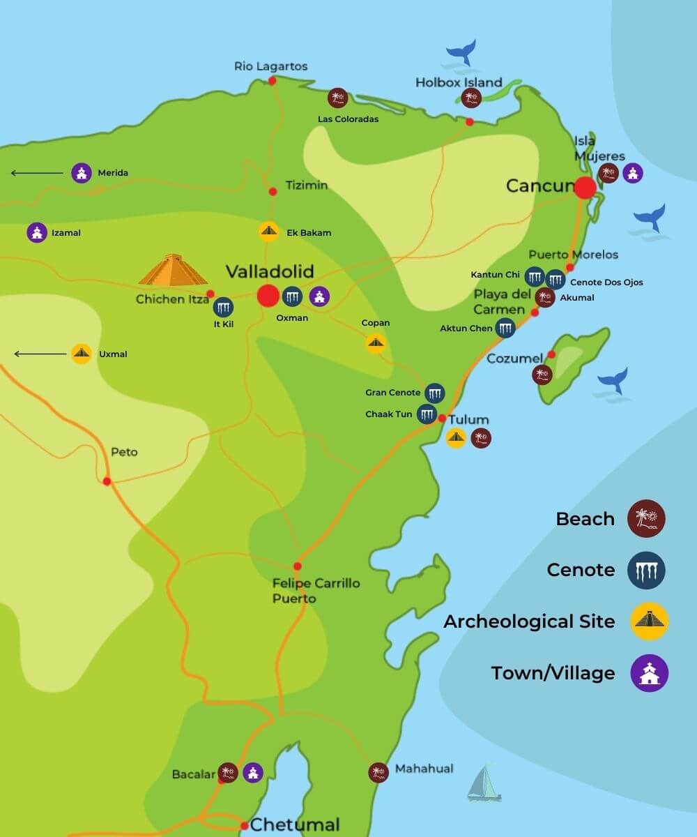 yucatan peninsula tourist map